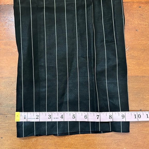 Armani Collezioni Pinstriped Linen Blend wide leg pants in black - Picture 11 of 14